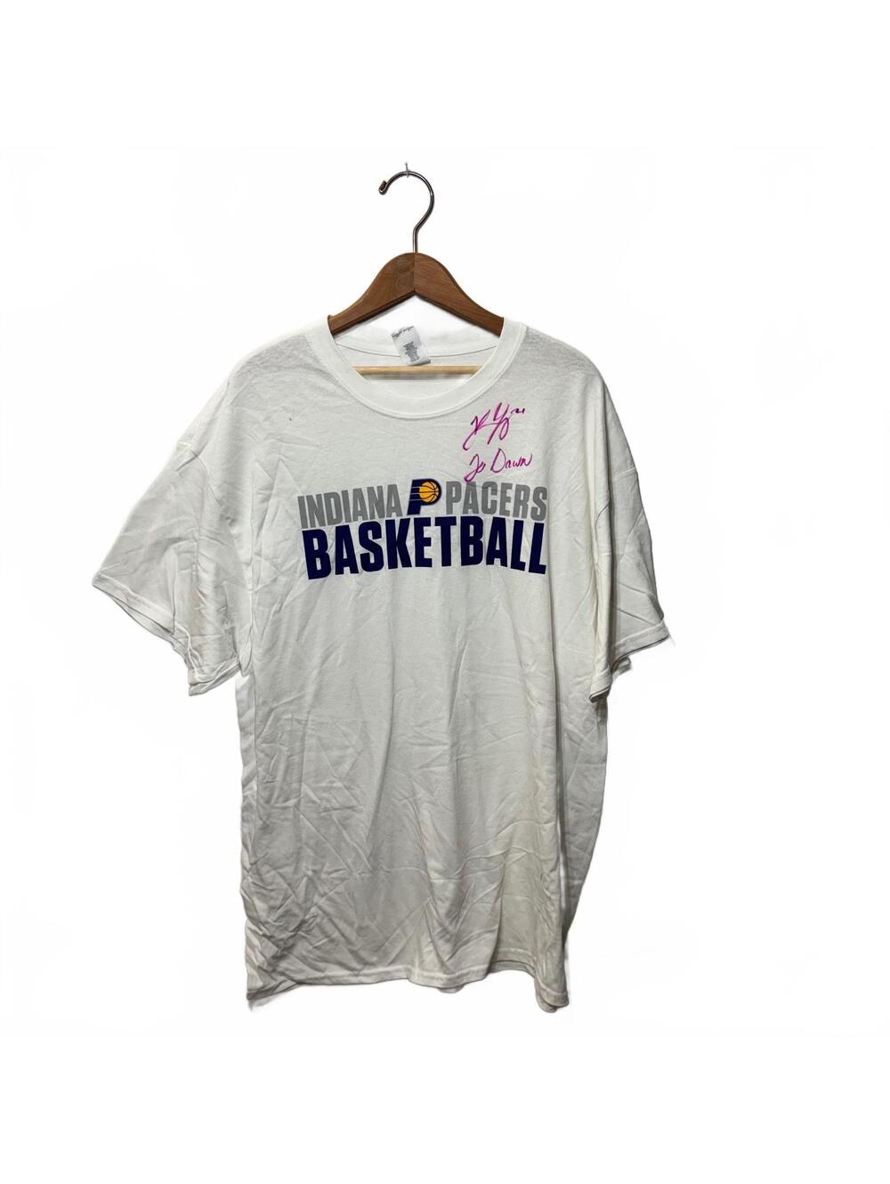 Indiana Pacers Basketball Tee with Autograph Size XL